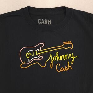 Johnny Cash Band Crew Neck Short Sleeve Graphic Shirt Mens Size Medium M Black